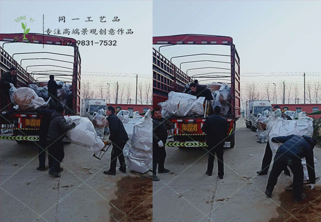 稻草工艺品水果造型装车发货