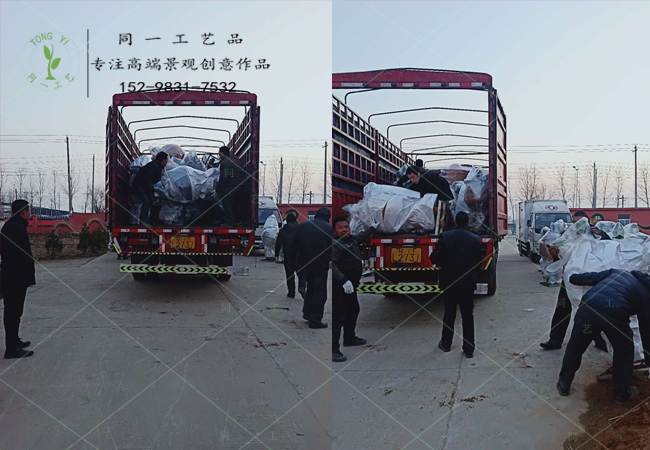 稻草工艺品水果造型装车发货