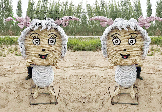 内蒙古客户稻草工艺品喜羊羊造型案例图