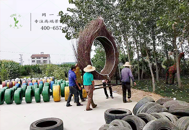 湖北美丽乡村网红鸟巢椅安装摆放