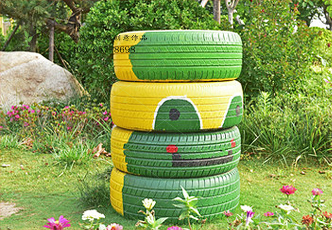 轮胎小品青蛙造型