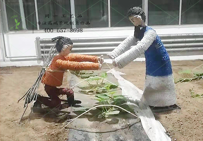 稻草工艺品寓言故事负荆请罪组合造型