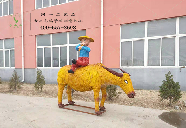 稻草工艺品牧童骑牛