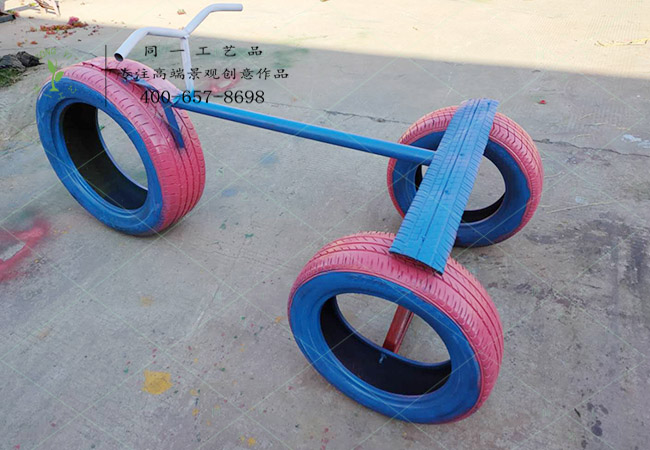 轮胎工艺品三轮车造型